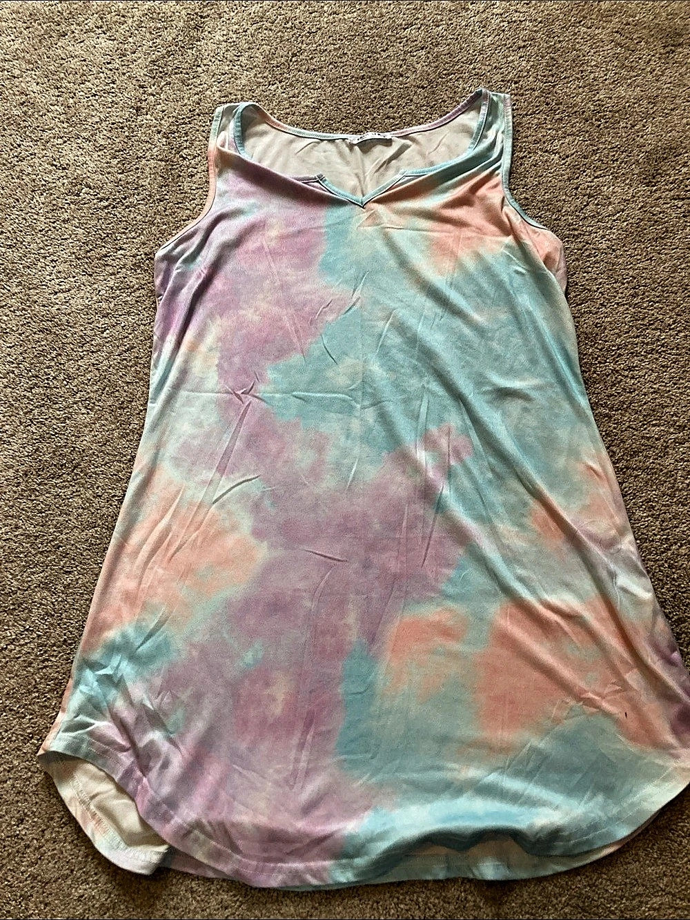 EKOUAER Tie-Dye Tank nightgown in Blue & Pink Size Medium